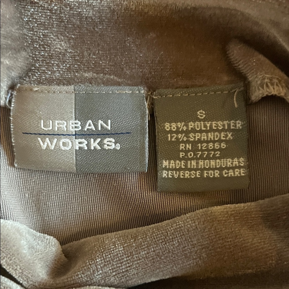 Urban Works, Y2K, mouse brown, light taupe, velveteen mock turtleneck tank